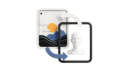 3D Rendering of Data Transfer: Landscape to Human Head