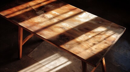 Vintage wooden furniture set in a cozy interior features a rustic table and chairs with a glass of wine
