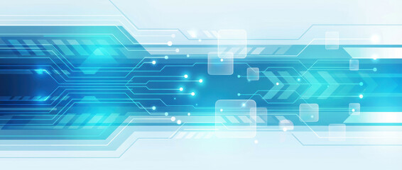 Technology background abstract digital design modern concept with blue circuit line arrow pattern and glowing square shape for futuristic data flow Abstract technology background concept