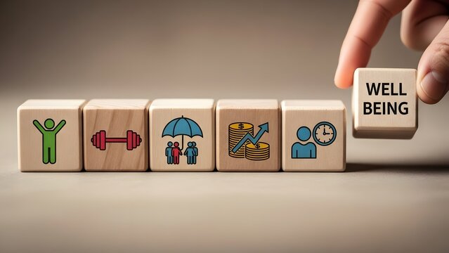 Blocks representing well-being concepts