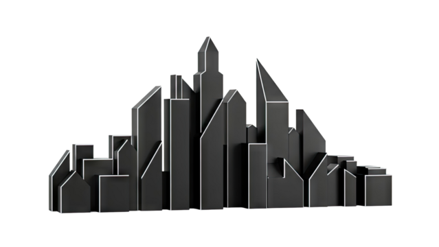 Abstract Dark Cityscape with White Accents - Powered by Adobe