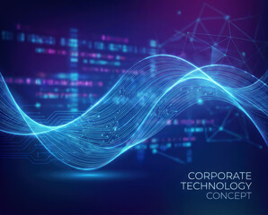 Technology abstract background digital wave modern design concept with glowing data flow line and futuristic blue light corporate network style Abstract technology background concept