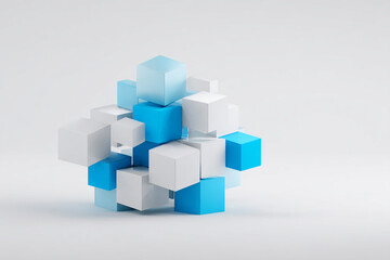 Obraz premium Vibrant blue and white 3D cubes in dynamic modern arrangement