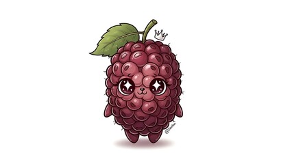 Cartoonish raspberry character with cute features