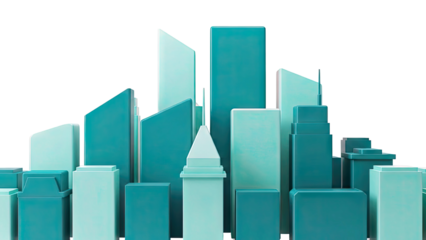 Abstract Teal Skyscraper Cityscape