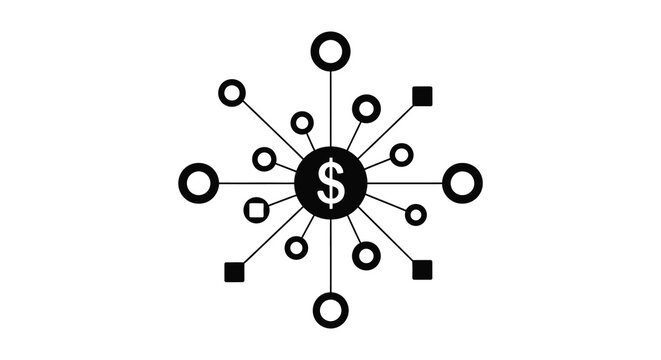 a graphic representation of financial growth with a dollar sign centerpiece depicted as a silhouette