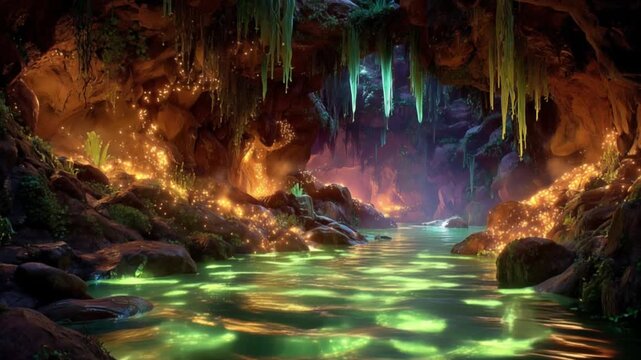 Animated Magic Cave Vtuber Background, Fantasy Alien Twitch Stream Overlay , Looped Animation