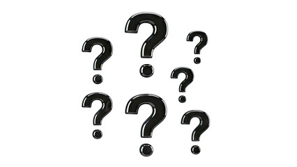 Glossy Black Question Marks on White Background