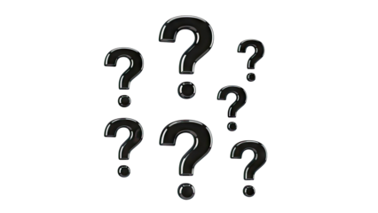 Glossy Black Question Marks on White Background