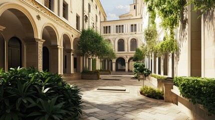 Naklejka premium Serene Courtyard in Italian Architecture