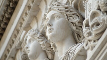Classical Sculptures: Architectural Detail of Elegant Stone Carvings