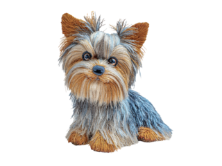 Adorable Yorkshire Terrier with fluffy fur and big brown eyes
