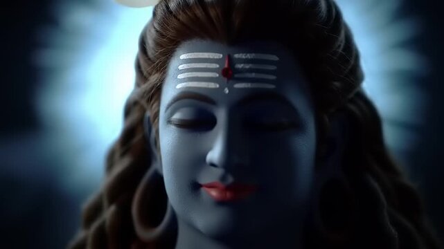 Hindu God Shivas peaceful face.