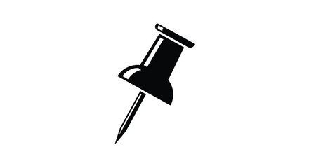 A simple black push pin graphic against a white background clearly presented as a silhouette