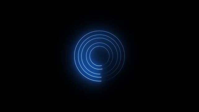 Neon glowing digital Hud radar screen icon animation with neon circle. 
