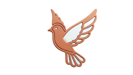 3D Rendered Bronze and White Dove Icon