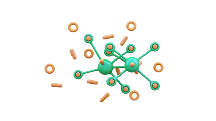 Abstract Molecular Structure with Rings and Rods