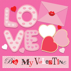 Happy valentine's day with love letter and hearts