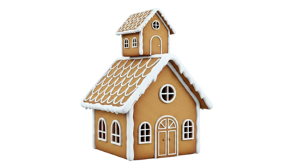Gingerbread House with Two Stories and Icing Snow