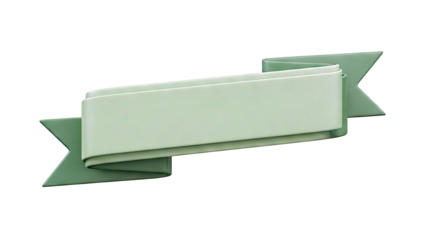 Green Banner Ribbon with Folded Layers