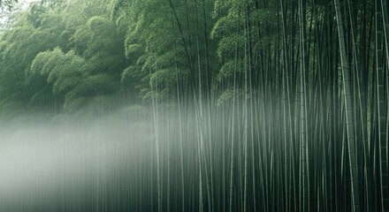 Misty Bamboo Forest in Tranquil Green