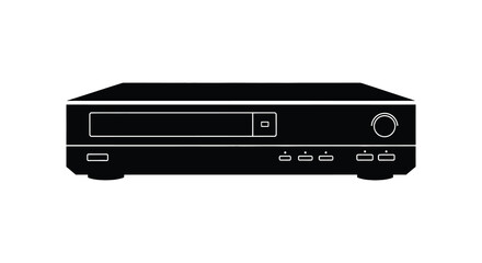 Fototapeta premium A simple black silhouette of a vintage vhs player with a classic design silhouette