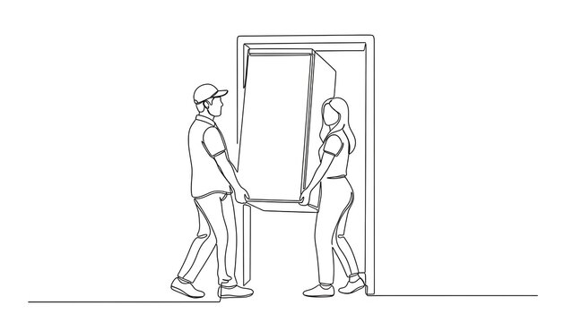 A man opening a door to reveal another person