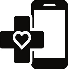 Mobile healthcare icon with smartphone and medical heart cross symbol