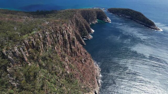 Penguin Island In Tasmania, Australia - Aerial Drone Shot