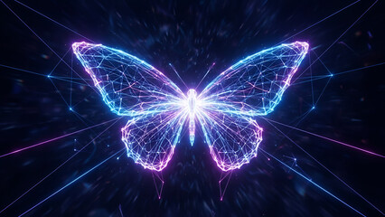Vibrant neon butterfly network sparks innovation and growth
