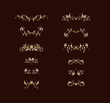 Luxury vintage floral gold decorative titles and headers collection