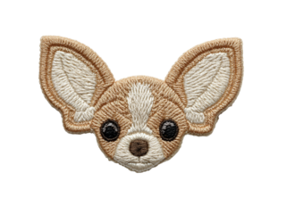 Adorable embroidered Chihuahua patch with big ears and expressive eyes
