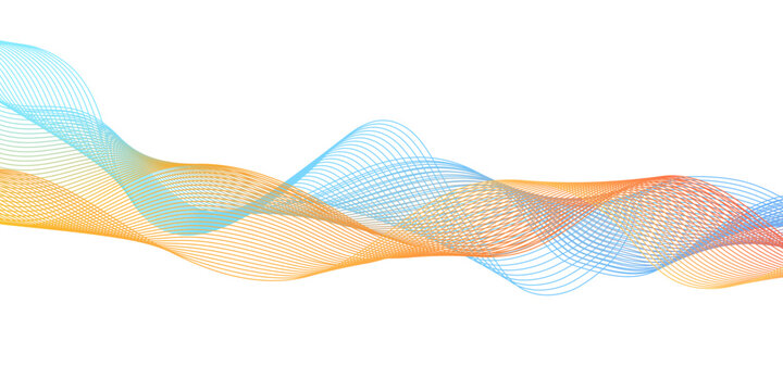 Abstract flowing lines of blue orange and yellow create a dynamic background