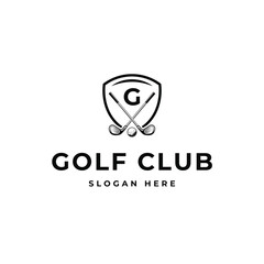 classic golf club logo design concept vector with shield emblem