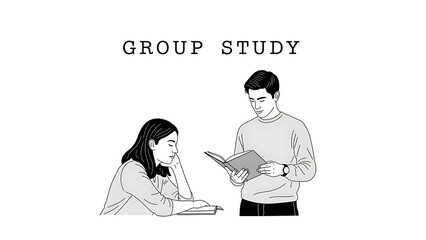 Two students engaged in a collaborative group study session