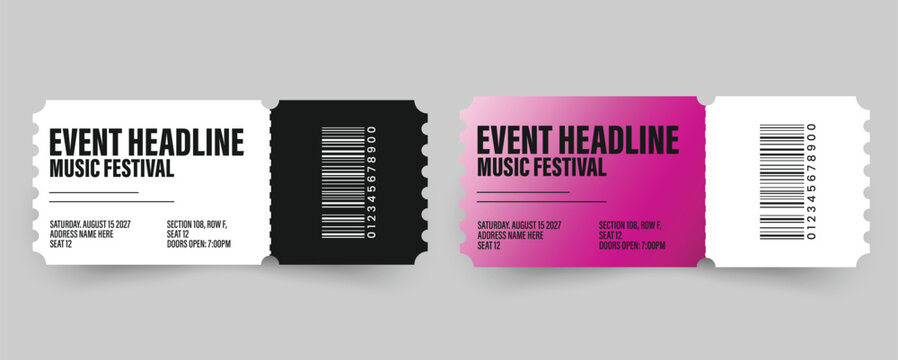 Music festival ticket vector illustration
