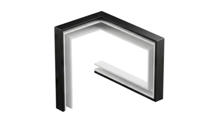 Abstract 3D geometric shape with layered black and white elements