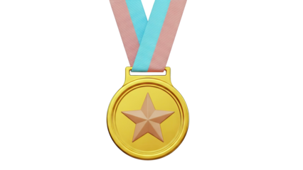 Gold Medal with Star and Striped Ribbon