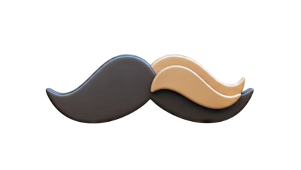 3D Rendering of a Classic Mustache with Layered Brown Tones