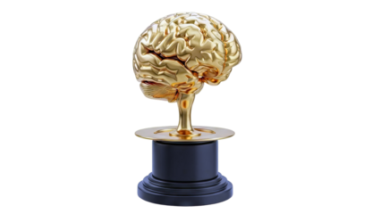 Golden Brain Trophy on Black Base