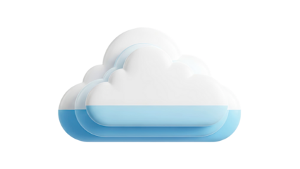 Layered Cloud Icon with Blue Base
