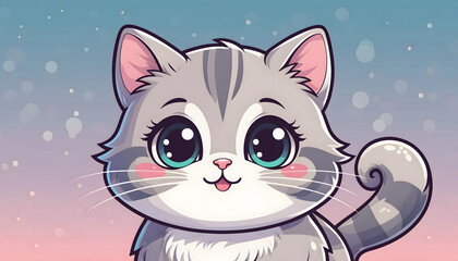 Obraz premium Striped kitten with wide eyes, suitable for animalthemed designs, childrens products, veterinary services, and petrelated businesses.