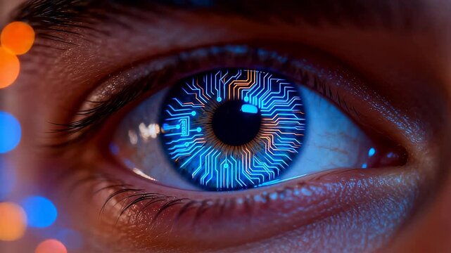 Human eye with circuit pattern
