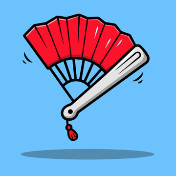 Elegant ninja war fan illustration vector icon for kids' cultural stickers and illustrations
