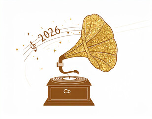 Vintager Gold Glitter Gramophone(2026)