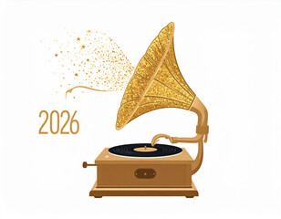 Vintager Gold Glitter Gramophone(2026)