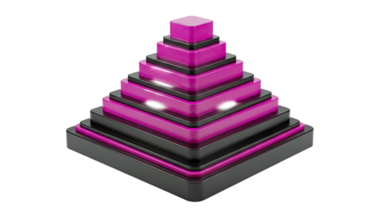 3D Geometric Pyramid with Pink and Black Layers