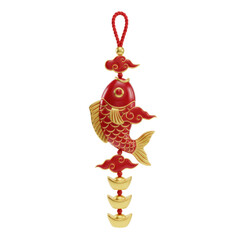 Red Gold Fish Ornament Hanging for Chinese New Year Gift and Festive Home Decoration Charm