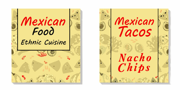 Two vibrant mexican food flyers with tacos nachos and ethnic cuisine designs