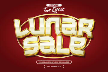Lunar sale editable text effect with gold text style